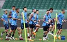 阿根廷隊進行賽前訓(xùn)練