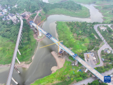 渝萬(wàn)高鐵珍溪河雙線大橋合龍