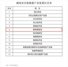 衡陽高新區(qū)入選首批數(shù)據(jù)產業(yè)集聚區(qū)?
